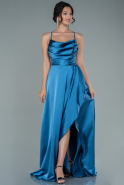 Grey-Indigo Long Satin Evening Dress ABU1843