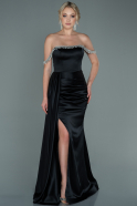Long Black Satin Evening Dress ABU2618
