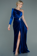 Robe de Soirée Longue Velours Bleu Saxe ABU2655