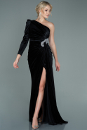 Robe de Soirée Longue Velours Noir ABU2655