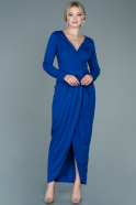 Robe de Soirée Longue Bleu Saxe ABU2691