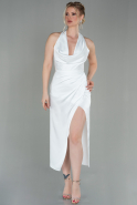 Robe de Cérémonie Midi Satin Blanc ABK1616