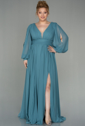 Robe Grande Taille Longue Mousseline Turquoise ABU1988