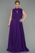 Robe de Soirée Grande Taille Longue Mousseline Violet ABU2952