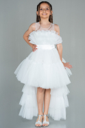 Robe de Mariage Pour Enfant Devant Court Dos Long Blanc ABO101