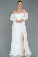 White Long Chiffon Oversized Evening Dress ABU2597