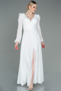 Long White Chiffon Evening Dress ABU3085