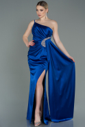 Robe de Fiançaille Longue Satin Bleu Saxe ABU3088