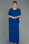 Robe de Soirée Grande Taille Longue Bleu Saxe ABU3124