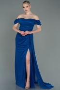 Robe de Soirée Longue Bleu Saxe ABU2639