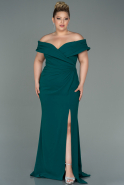 Long Emerald Green Plus Size Evening Dress ABU3172