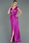 Robe de Soirée Longue Satin Fushia ABU3183