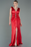 Robe de Soirée Longue Satin Rouge ABU3183