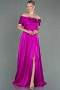 Robe de Soirée Longue Satin Fushia ABU3197