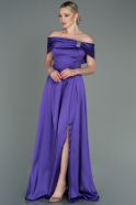 Robe de Soirée Longue Satin Violet ABU3197