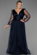 Robe de Soirée Grande Taille Longue Bleu Marine ABU3209