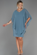 Turquoise Short Chiffon Plus Size Evening Dress ABK1494