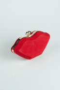 Gold-Red Suede Box Bag SH816