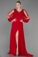 Robe de Soirée Longue Mousseline Rouge ABU3220