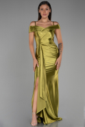 Robe de Soirée Longue Pistache vert ABU3240