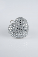 Sac de Soirée Luxe Pierreux Argent SH829