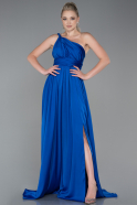 Robe de Soirée Longue Mousseline Bleu Saxe ABU3204