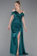 Robe de Soirée Longue Satin Émeraude ABU3249