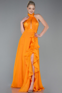 Robe de Soirée Longue Mousseline Orange ABU2960