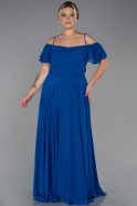 Robe de Soirée Grande Taille Longue Mousseline Bleu Saxe ABU3259