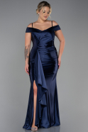 Robe Grande Taille Longue Bleu Marine ABU3255