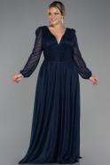 Robe de Soirée Grande Taille Longue Bleu Marine ABU3218