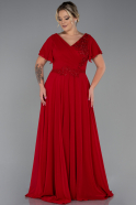 Robe Grande Taille Mousseline Longue Rouge ABU2576