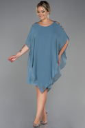 Robe Grande Taille Mousseline Courte Turquoise ABK1627