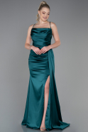 Robe de Soirée Longue Satin Émeraude ABU3267