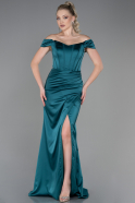 Robe de Soirée Longue Satin Émeraude ABU3269