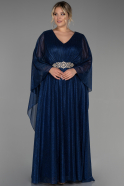 Robe Grande Taille Longue Bleu Marine ABU3278