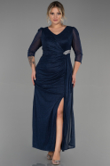 Robe Grande Taille Longue Bleu Marine ABU3279