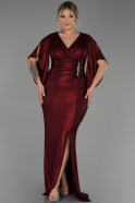 Robe de Soirée Grande Taille Longue Rouge Bordeaux ABU3280