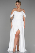 Robe Grande Taille Longue Mousseline Blanc ABU3168