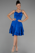 Robe de Cérémonie Courte Satin Bleu Saxe ABK1843