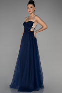 Robe de Soirée Longue Bleu Marine ABU3311