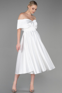 Midi White Satin Night Dress ABK1846