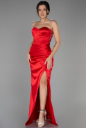 Robe de Soirée Longue Satin Rouge ABU3329