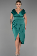 Green Midi Satin Plus Size Evening Dress ABK1499