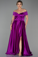 Robe De Soirée Grande Taille Satin Longue Violet ABU2355