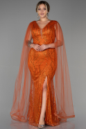 Robe De Soirée Grande Taille Longue Orange ABU3286