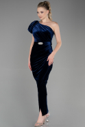 Robe de Soirée Longue Velours Bleu Marine ABU3350