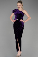 Robe de Soirée Longue Velours Violet ABU3350