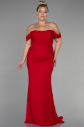 Robe de Soirée Grande Taille Longue Mousseline Rouge ABU3353