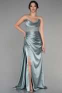 Mint Long Satin Evening Dress ABU3896